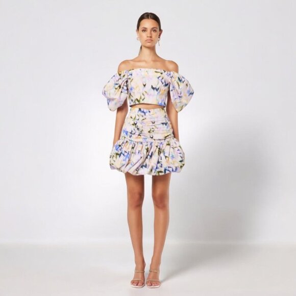 NWT Elliatt Remy Linen Off Shoulder Top and Mini Skirt Set - Picture 9 of 12